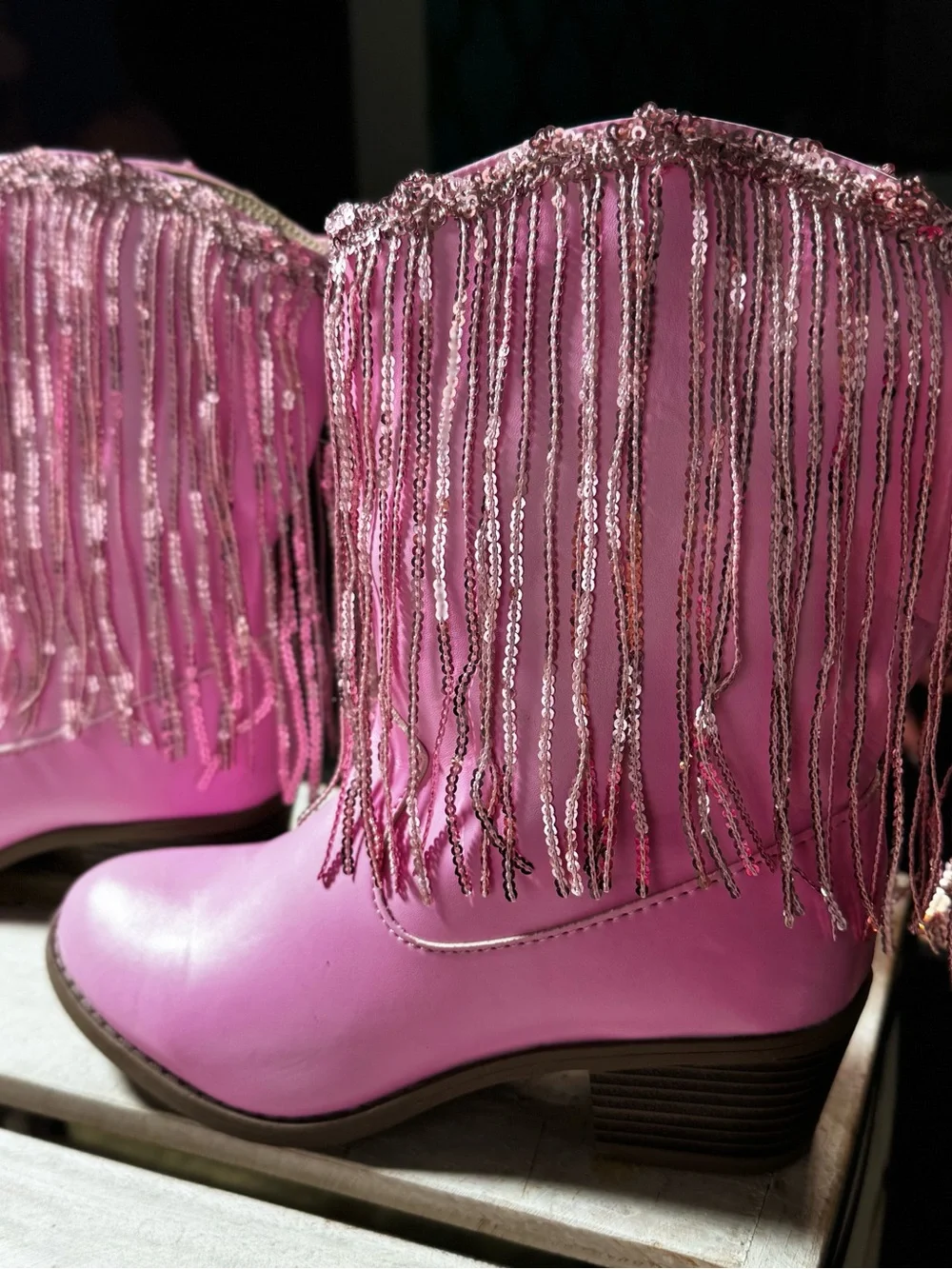 Blushing Rodeo Pink Fringe Cowboy Boots By Liv and Mia